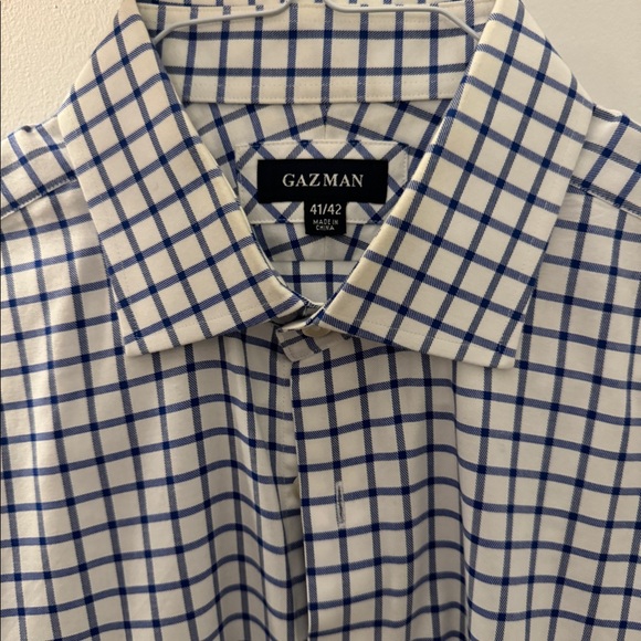 Gazman white with a blue large check tailored dress shirt Size 41/42 - Picture 2 of 4